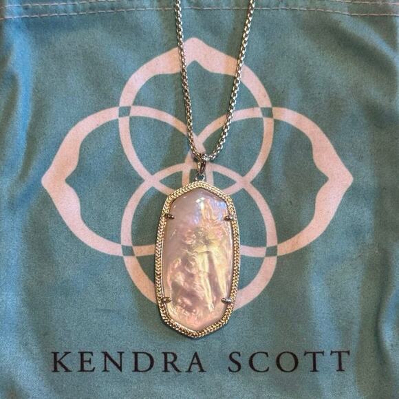 Kendra Scott Long Gold Rae Necklace Adjustable Chain Ivory Mother Of Pearl - Picture 1 of 8